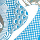 Close up of blue and silver shapes. 